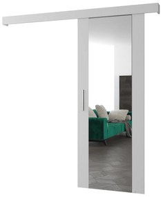 Uși culisante 90 cm Sharlene II (alb mat + alb mat + argintiu) (cu oglindă). 1043637