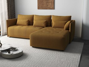 Colțar extensibil dumonde cu ladă de depozitare si sezut confortabil din spuma high-density, Malta Zoom Mustar 235x185 cm