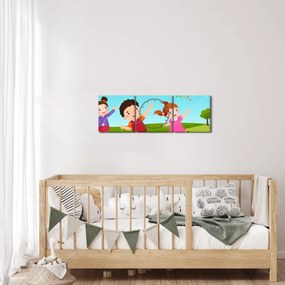 Tablou - Copii cu zmeu (cu ceas) (90x30 cm)