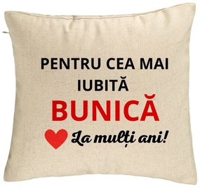 Perna Decorativa pentru Bunica 16, 40x40 cm, Bej, Husa Detasabila, Burduf