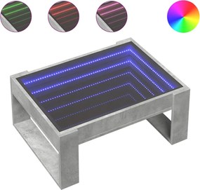 vidaXL Măsuță de cafea cu LED infinity, gri beton, 70x53x30 cm