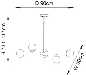 Endon 101347 - Lustră OTIS pe tijă, 5x G9, 3 W, 230 V, auriu