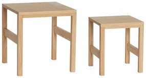 Măsuțe auxiliare 2 buc. cu aspect de lemn de stejar 40x40 cm Puzzle – Hübsch