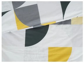 Lenjerie de pat galbenă/gri din țesătură crep pentru pat de o persoană 140x200 cm Geometries – B.E.S.