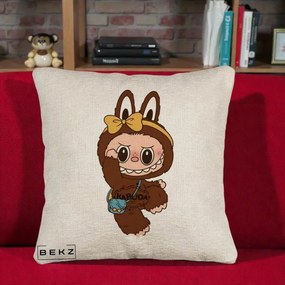 Perna Personalizata Kabuda Maro cu Funda Aurie, 40x40 cm, Bej Canapea, Husa Detasabila, Perna Inclusa, BEKZ®