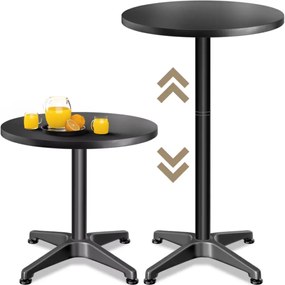 Masă de bar reglabilă din aluminiu NERO, Ø60 cm, negru Casaria