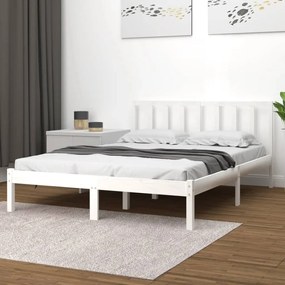 vidaXL Cadru de pat, alb, 120x200 cm, lemn masiv de pin
