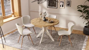 MAZZONI EXPORT ALTEA Bej (material Rio 40)/picioare stejar natural - SCAUN MODERN PENTRU LIVING/SUFRAGERIE/BUCĂTĂRIE/BIROU