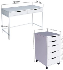 Masă de scris Durun Set (alb). 1108116