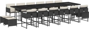 vidaXL Set mobilier de grădină cu perne, 17 piese, negru, poliratan