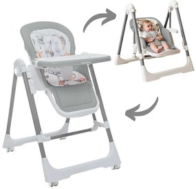 RESIGILAT Scaun de masa bebelusi multifunctional 2 in 1 Kidizi Swingy gri, transformabil in leagan bebe