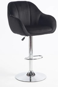 HR2055W Scaun Neagră din Catifea cu Bază Cromata