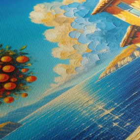 Tablou - Casă cu portocale II. (cu ceas) (90x30 cm)