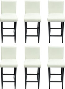 vidaXL Scaune de bar, 6 buc., alb, piele ecologică