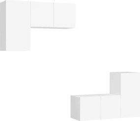 vidaXL Set dulapuri TV, 4 piese, alb, lemn prelucrat