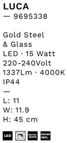Aplica baie LED, protectie IP44, Auriu, Luca NVL-9695338