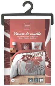 Lenjerie de pat albă-roz din bumbac pentru pat dublu, extinsă 240x220 cm Astria – douceur d'intérieur