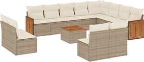 vidaXL Set canapele de grădină, 13 piese, cu perne, bej, poliratan