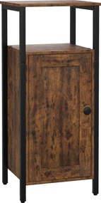 HOMCOM Noptieră în Stil Industrial cu 2 Rafturi Deschise și Raft Interior Reglabil pe 3 Nivele, 34x30x80 cm, Maro Rustic | Aosom Romania