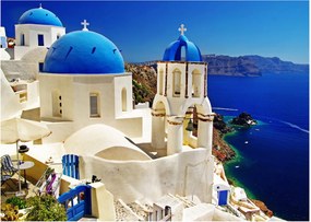 Tablou pe sticlă - Santorini, Grecia (70x50 cm)