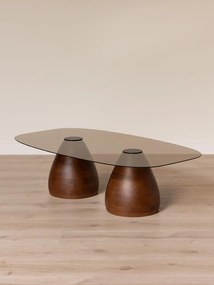 Masuta de cafea din lemn de mango si blat de sticla, "Ganache"