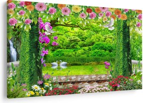 Tablou - Grădina magică cu lebede (90x60 cm)