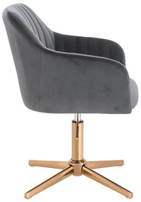 HR190CROSS Scaun Grafit din Catifea cu Bază Aurie