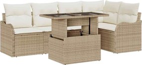 vidaXL Set de canapele pentru grădină cu pernă 6 pcs Bej Poli Rattan