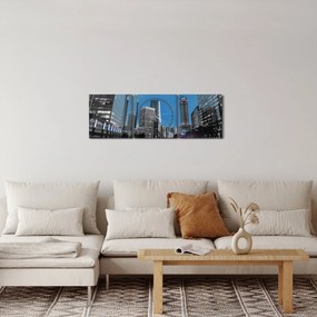 Tablou cu oraș nocturn (cu ceas) (90x30 cm)