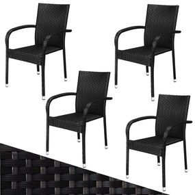 Deuba Scaune de ratan Comfort 4 buc - negru