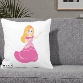 Perna Personalizata Printesa Roz cu Microfon, 40x40 cm, Alba Mata, Husa Detasabila, Perna Inclusa, BEKZ®