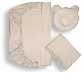 Set lenjerie patut + pernuta pentru formarea capului bebelusului SomnArt, bumbac egiptean, 60x120 cm, Gri deschis