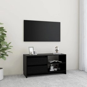 Comoda TV, negru, 80x31x39 cm, lemn masiv de pin