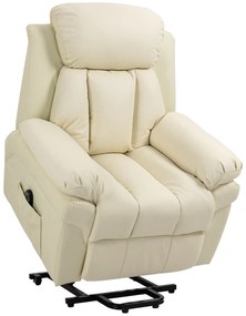 HOMCOM - Fotoliu Rabatabil cu Ridicare Electrica, Fotoliu Relax cu Capitonaj Gros si Telecomanda, 96x93x105 cm, Crem | Aosom Romania