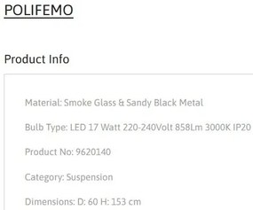 Lustra LED design modern POLIFEMO fumuriu, 60cm