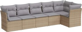 vidaXL Set canapele de grădină cu perne, 6 piese, bej, poliratan
