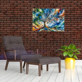 Tablou pe sticlă – Arbore energetic colorat (70x50 cm)