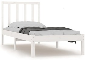 3105032 vidaXL Cadru de pat 2FT6 Small Single, alb, 75x190 cm, lemn masiv pin