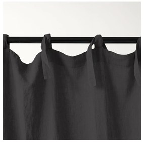 Draperie din in cu bucle de prindere Linen Tales Night Time, 250 x 140 cm, gri închis