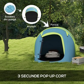 Outsunny Cort Camping Impermeabil, Cort Pop-Up cu Accesorii și Geantă de Transport, 245x148x105 cm, Albastru | Aosom Romania