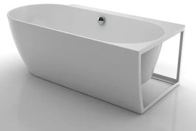 Cada freestanding Kreiner Ceylon 166x80 cm finisaj alb dreapta lipita de perete BTW