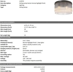 Lustra dimabila design elegant LUX Hector, bronz 115974 HZ