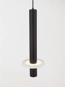 Pendul tub subtire aluminiu negru si alabastru LED NOEMI