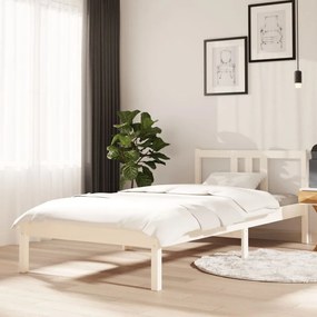 814870 vidaXL Cadru de pat, alb, 90x200 cm, lemn masiv de pin
