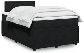 vidaXL Pat box spring cu saltea, negru, 120x200 cm, catifea