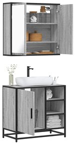 vidaXL Set mobilier de baie, 2 piese, gri sonoma, lemn prelucrat