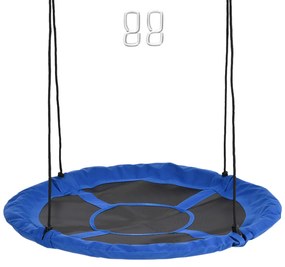 Outsunny Leagăn cu formă de cuib de pasăre rotundă Panier Ø 110 cm 4 inele incluse metal epoxidic Oxford de înaltă densitate Albastru | Aosom Romania