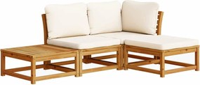 vidaXL Set mobilier de grădină cu perne, 4 piese, lemn masiv de acacia