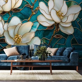 Fototapet - Vitraliu cu magnolie (147x102 cm)