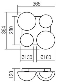 Redo 01-4333 - Plafonieră LED LUMIEN 4xLED/26W/230V 2700/3000K CRI90 neagră